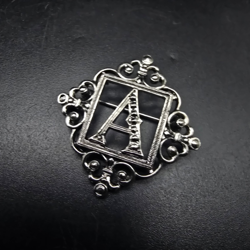 Avon Silver Tone Letter A Brooch Initial 1991 Personal Treasures Vintage